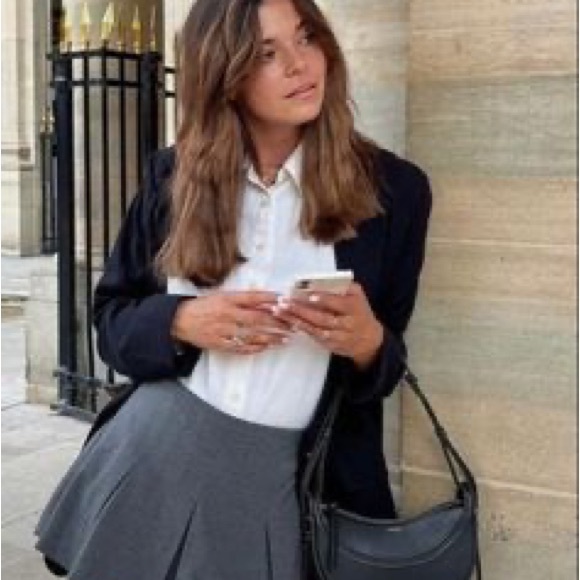 LAST ONE! BLOGGER'S FAVE! Famous Zara Box Pleat Skort Gray NWT - Picture 8 of 15